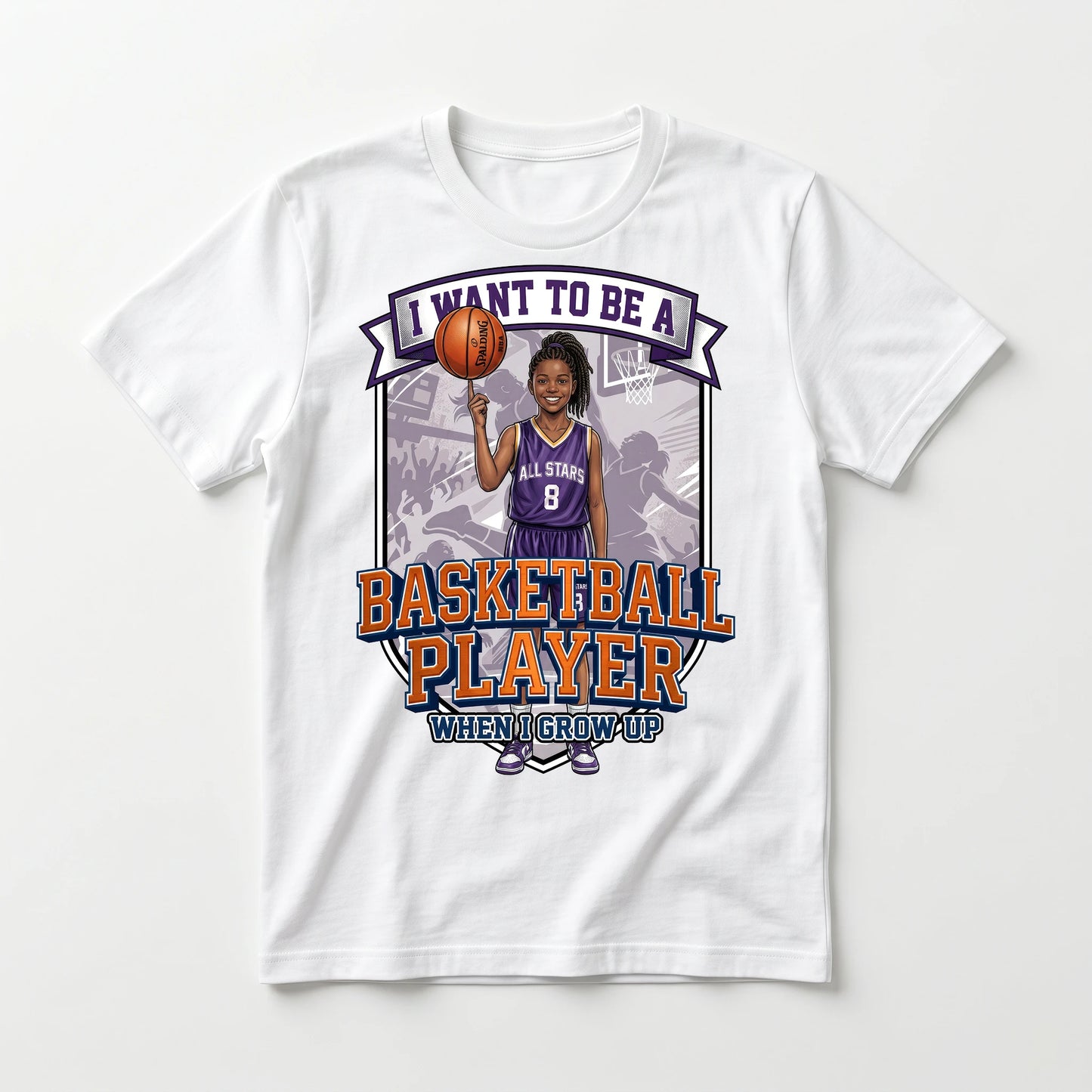 Youth Future Basketball Player Tee – Black Girl