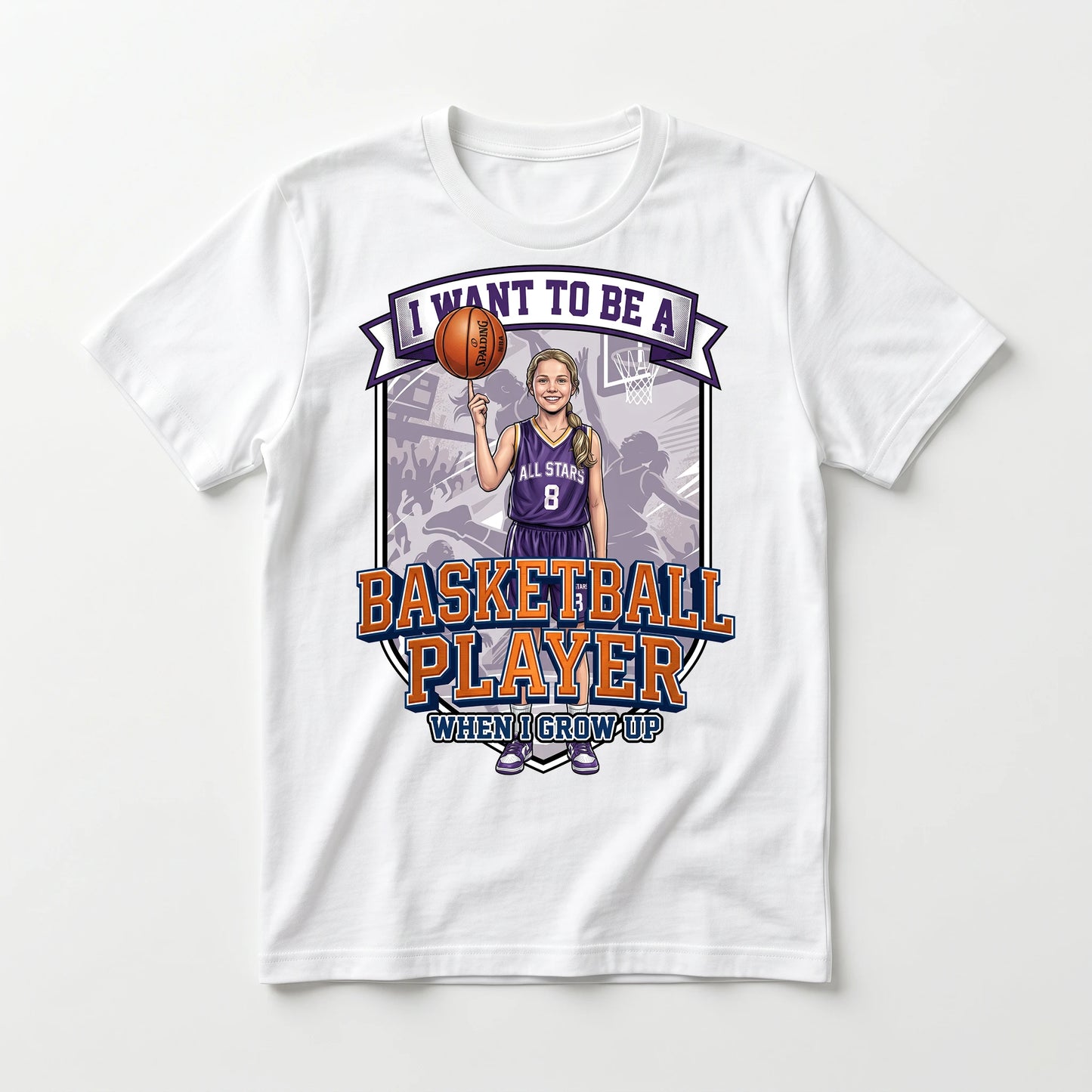 Youth Future Basketball Player Tee – White Girl