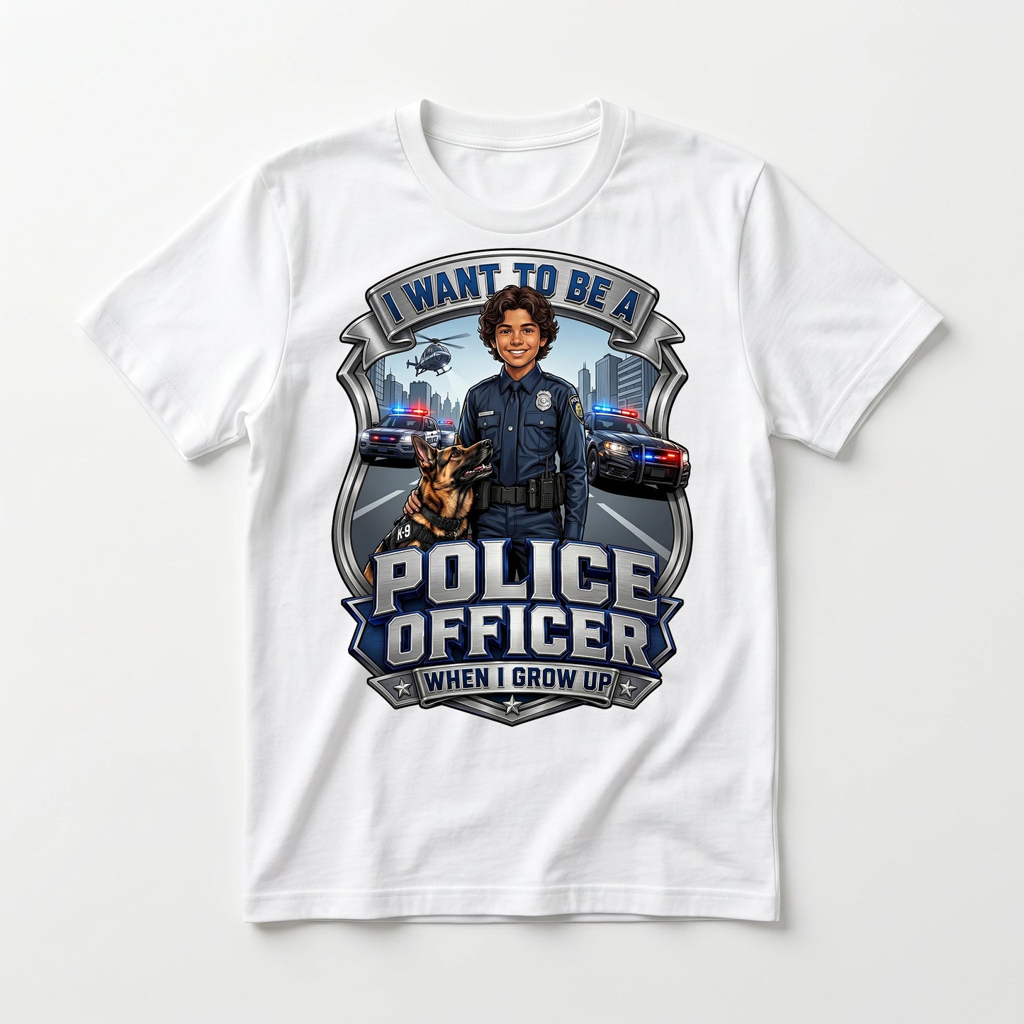 Youth Future Police Officer Tee – Latino Boy