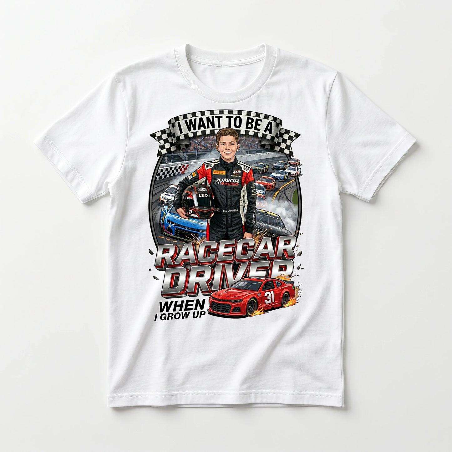 Youth Future Racecar Driver Tee – White Boy