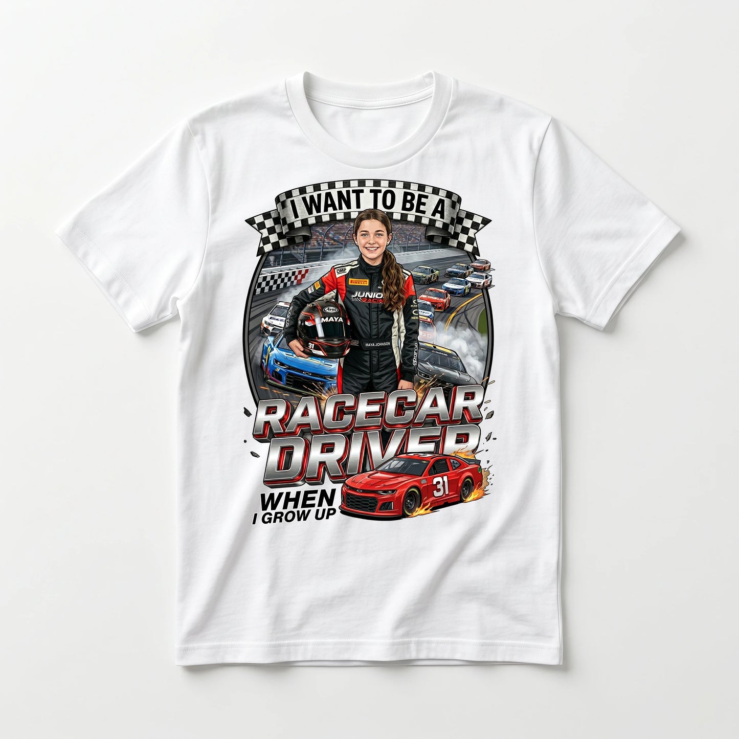 Youth Future Racecar Driver Tee – White Girl