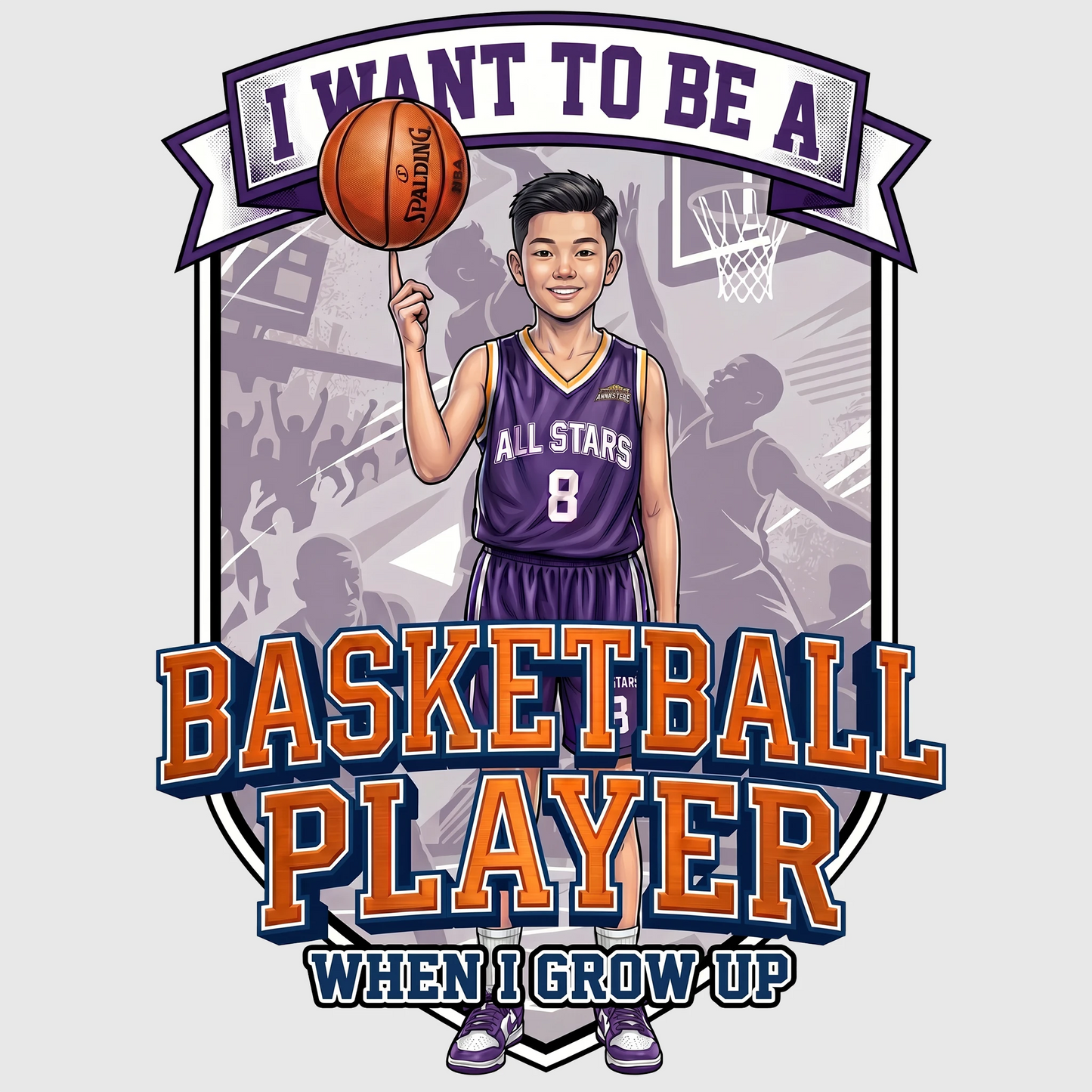 Youth Future Basketball Player Tee – Asian Boy