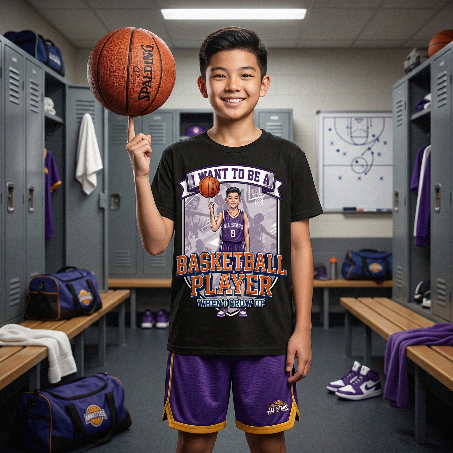 Youth Future Basketball Player Tee – Asian Boy