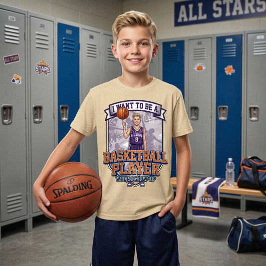 Youth Future Basketball Player Tee – White Boy