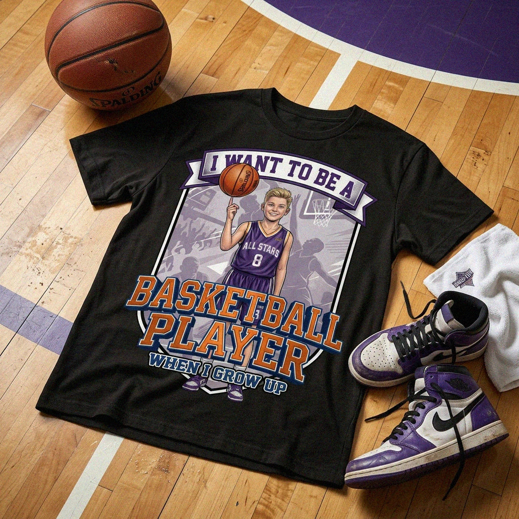 Youth Future Basketball Player Tee – White Boy