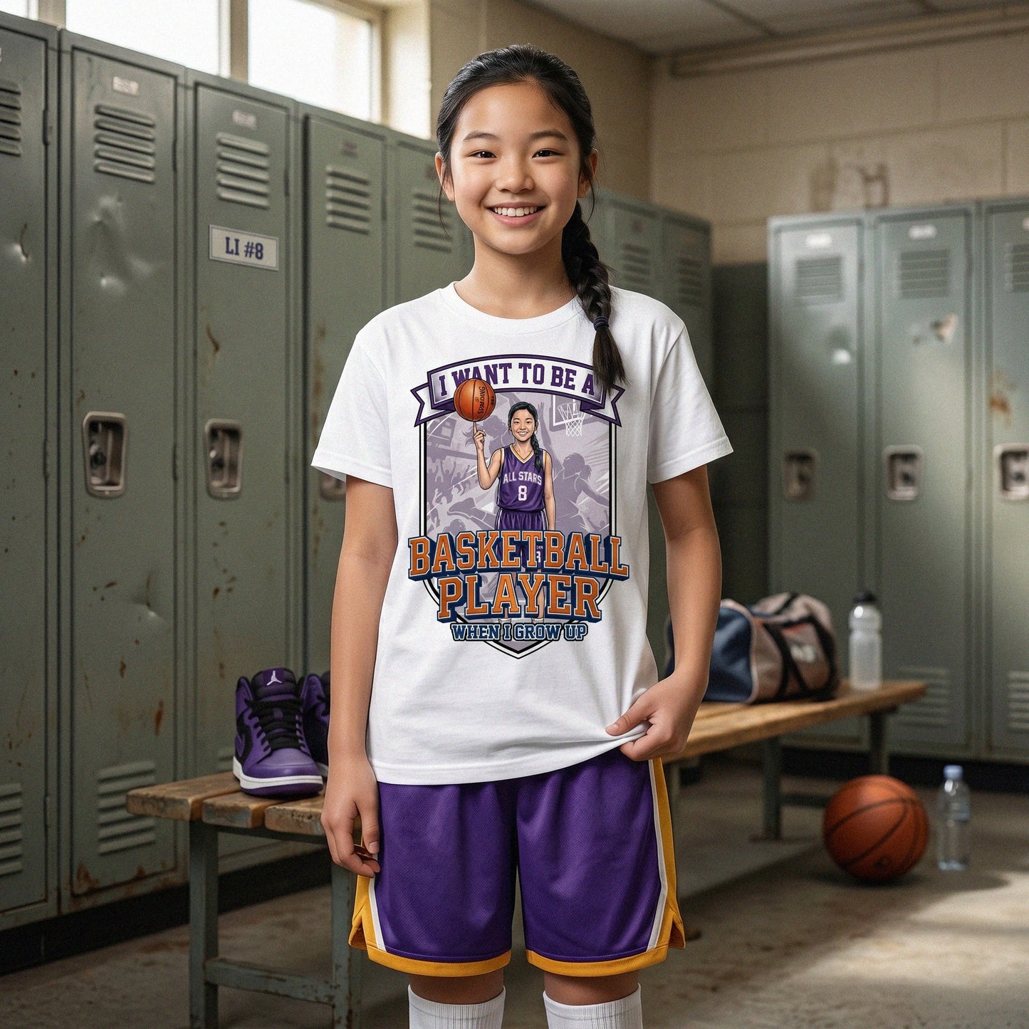 Youth Future Basketball Player Tee – Asian Girl