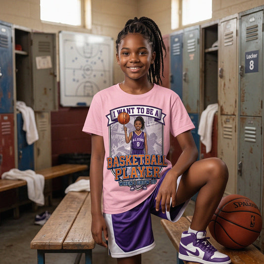 Youth Future Basketball Player Tee – Black Girl