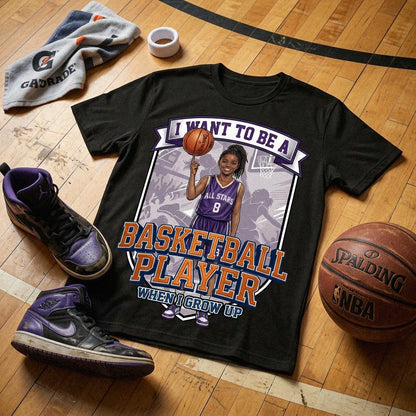 Youth Future Basketball Player Tee – Black Girl