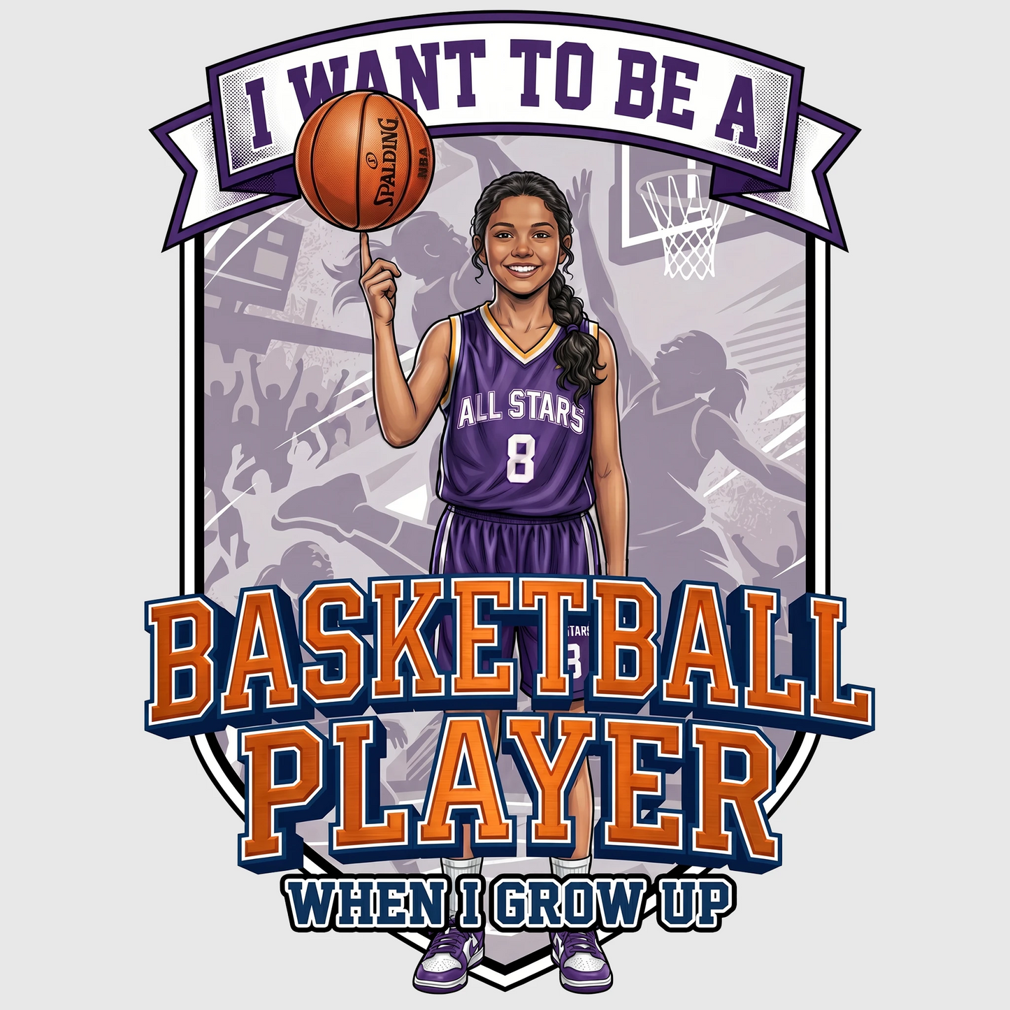 Youth Future Basketball Player Tee – Latina Girl