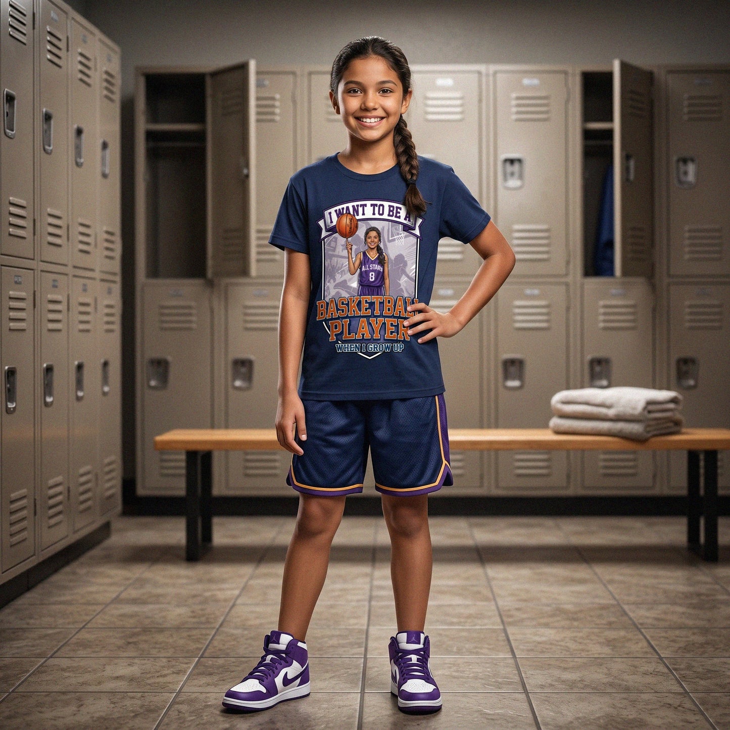 Youth Future Basketball Player Tee – Latina Girl