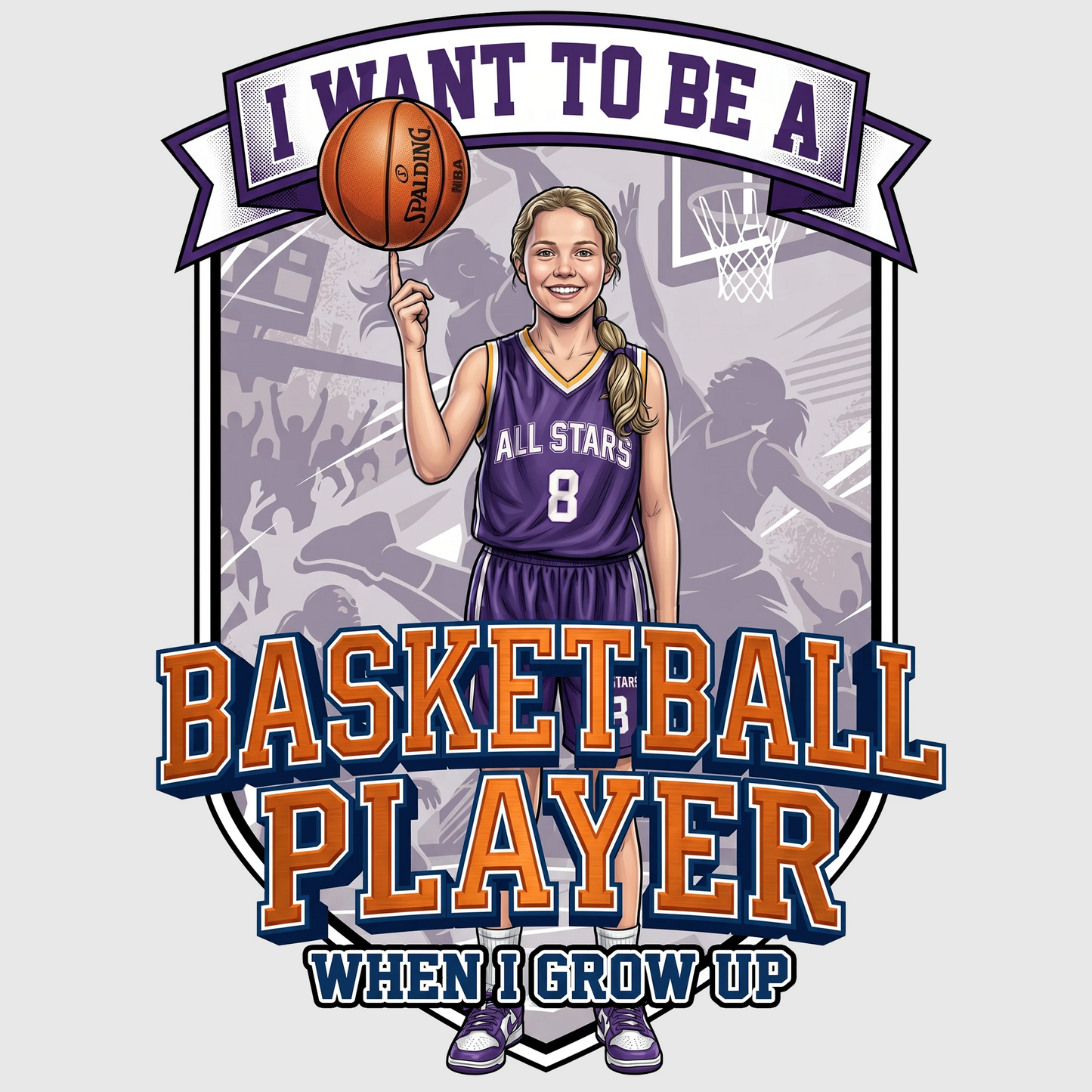 Youth Future Basketball Player Tee – White Girl