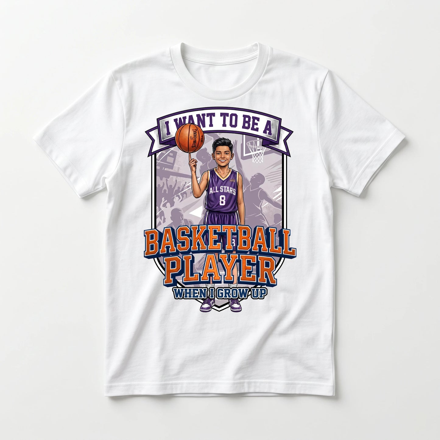 Youth Future Basketball Player Tee – Latino Boy