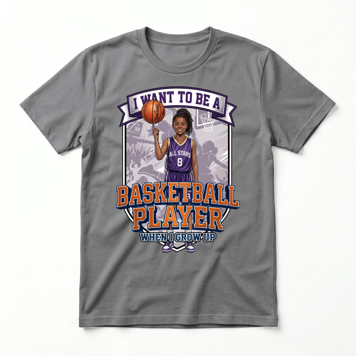 Youth Future Basketball Player Tee – Black Girl