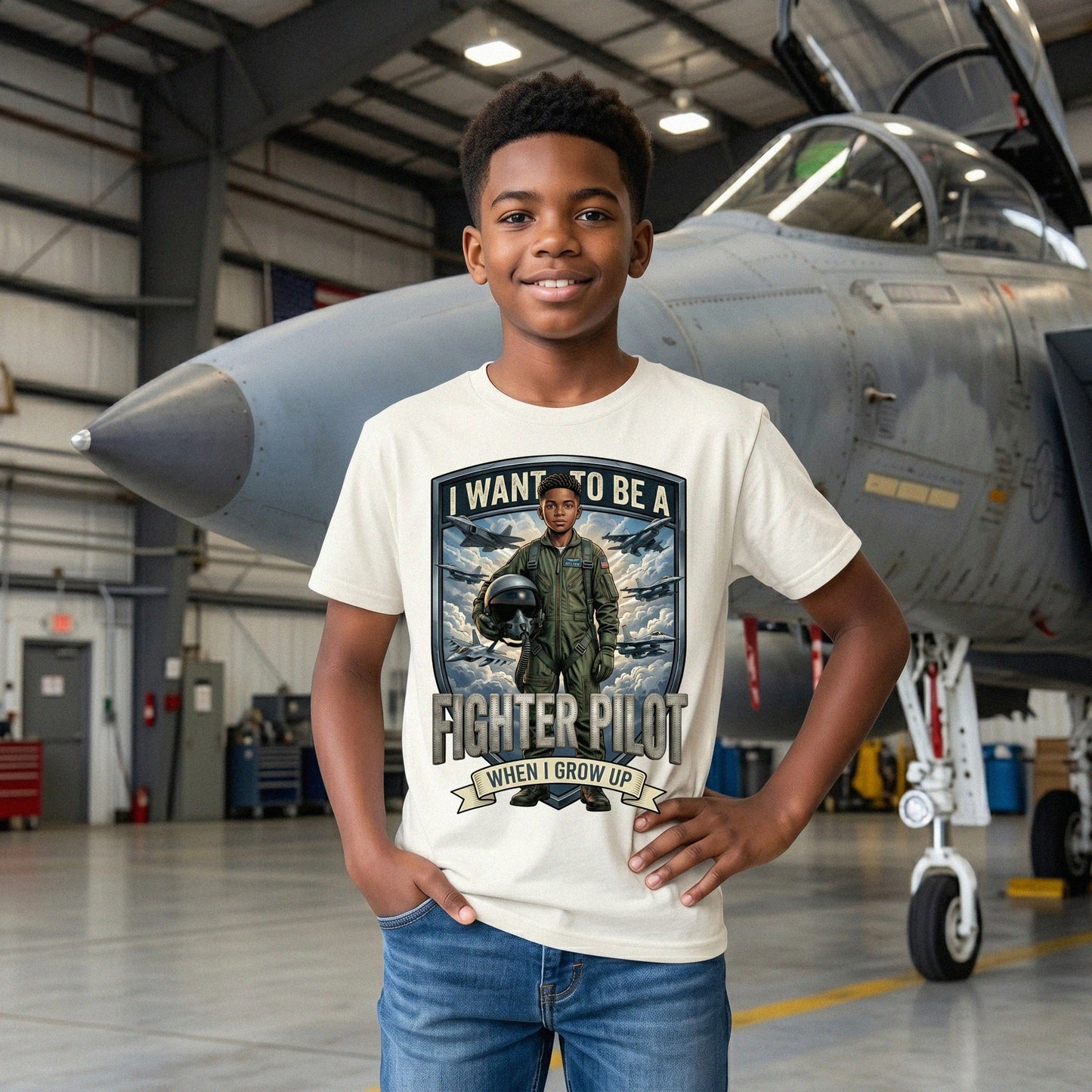 Youth Future Fighter Pilot Tee – Black Boy