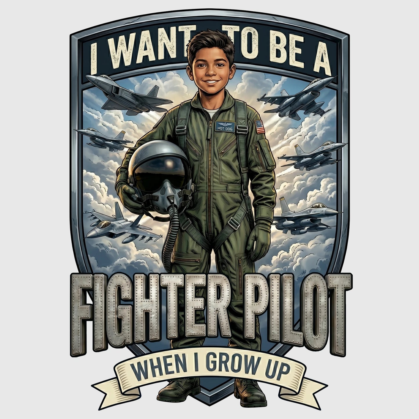 Youth Future Fighter Pilot Tee – Latino Boy