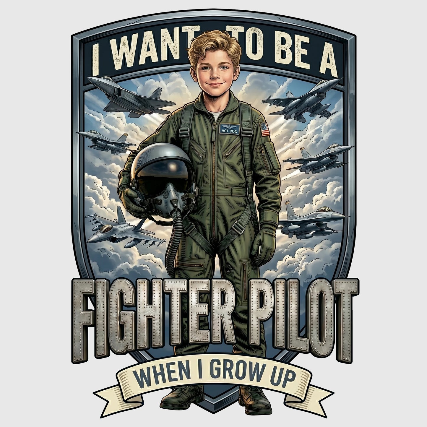 Youth Future Fighter Pilot Tee – White Boy