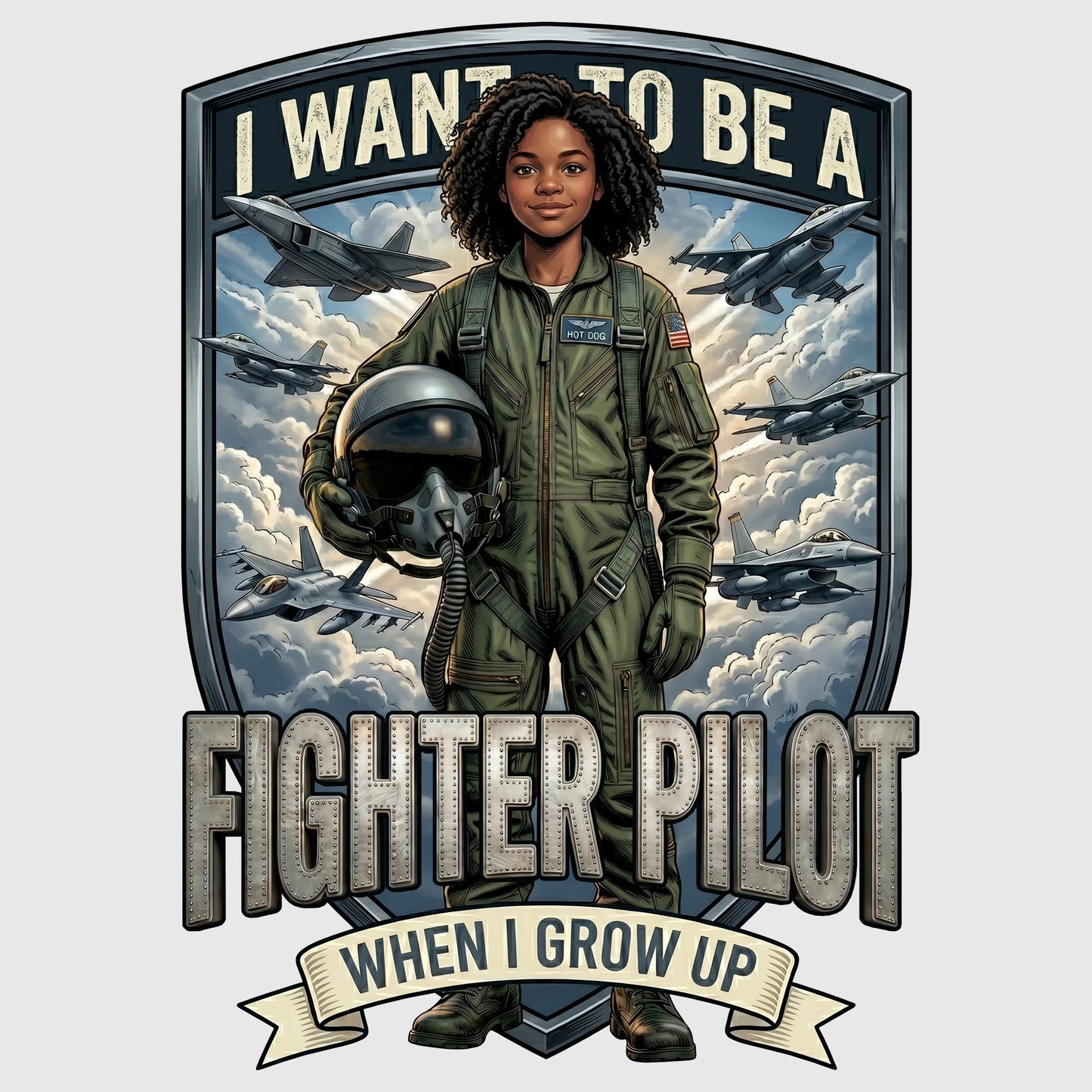 Youth Future Fighter Pilot Tee – Black Girl