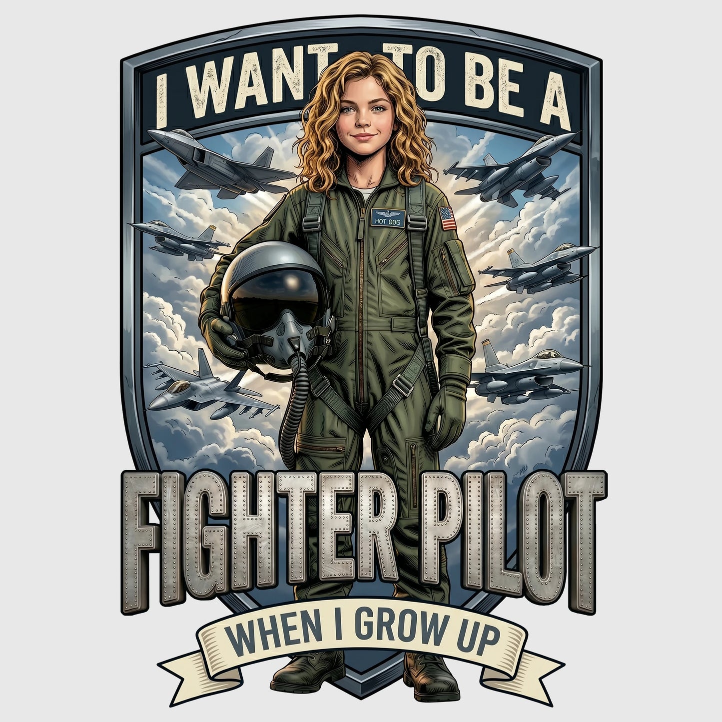 Youth Future Fighter Pilot Tee – White Girl