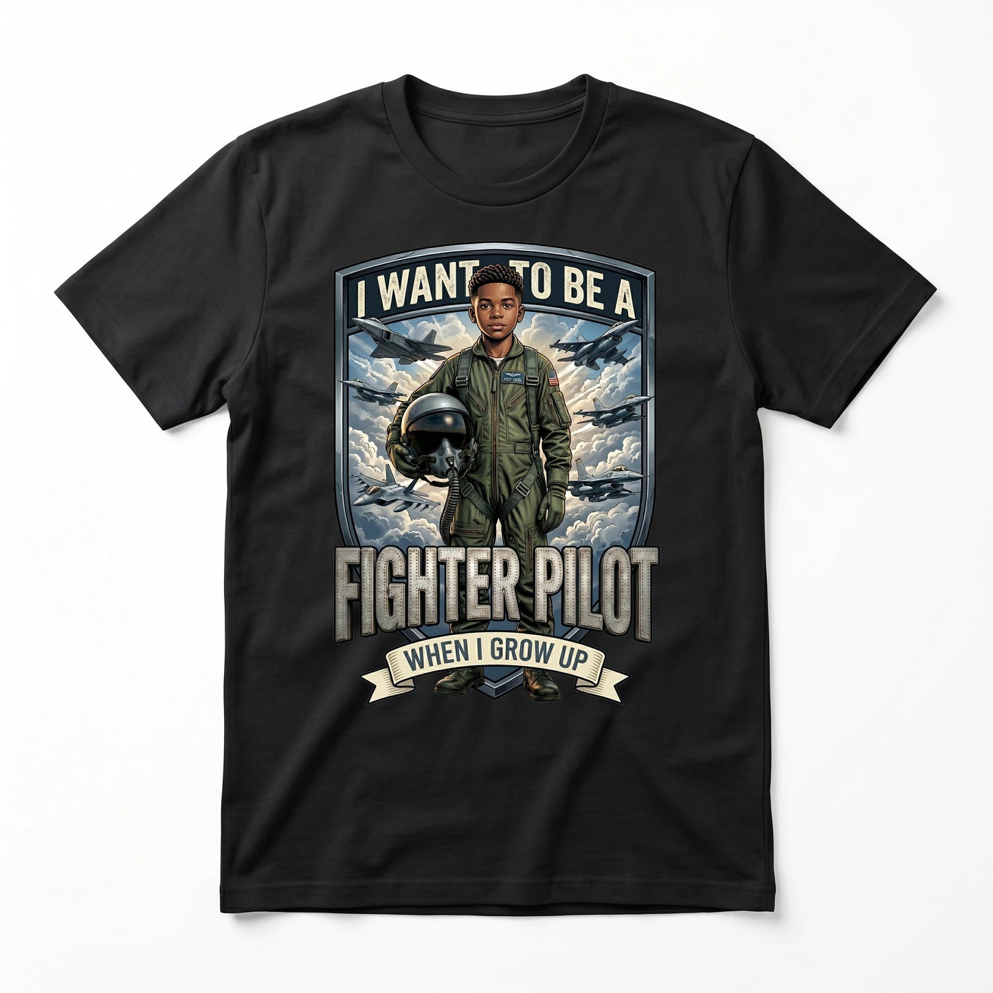 Youth Future Fighter Pilot Tee – Black Boy