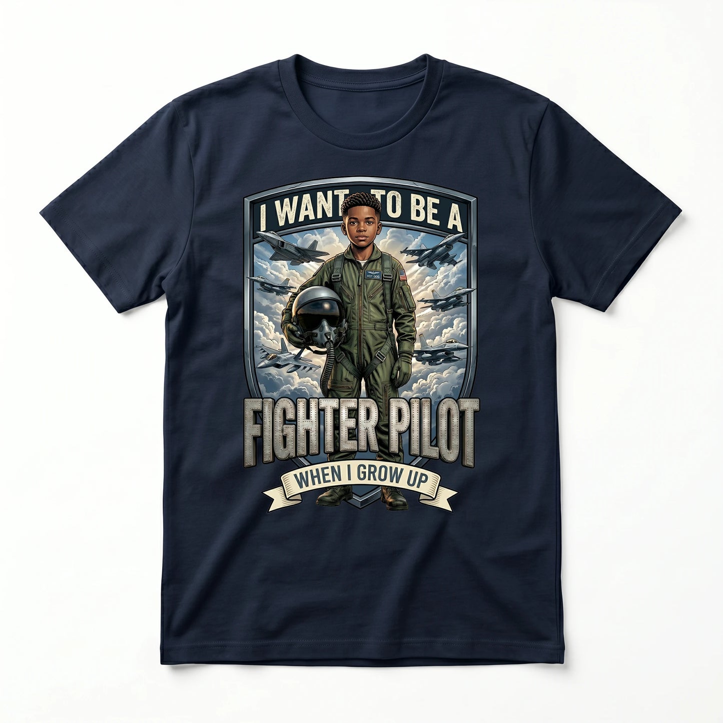 Youth Future Fighter Pilot Tee – Black Boy