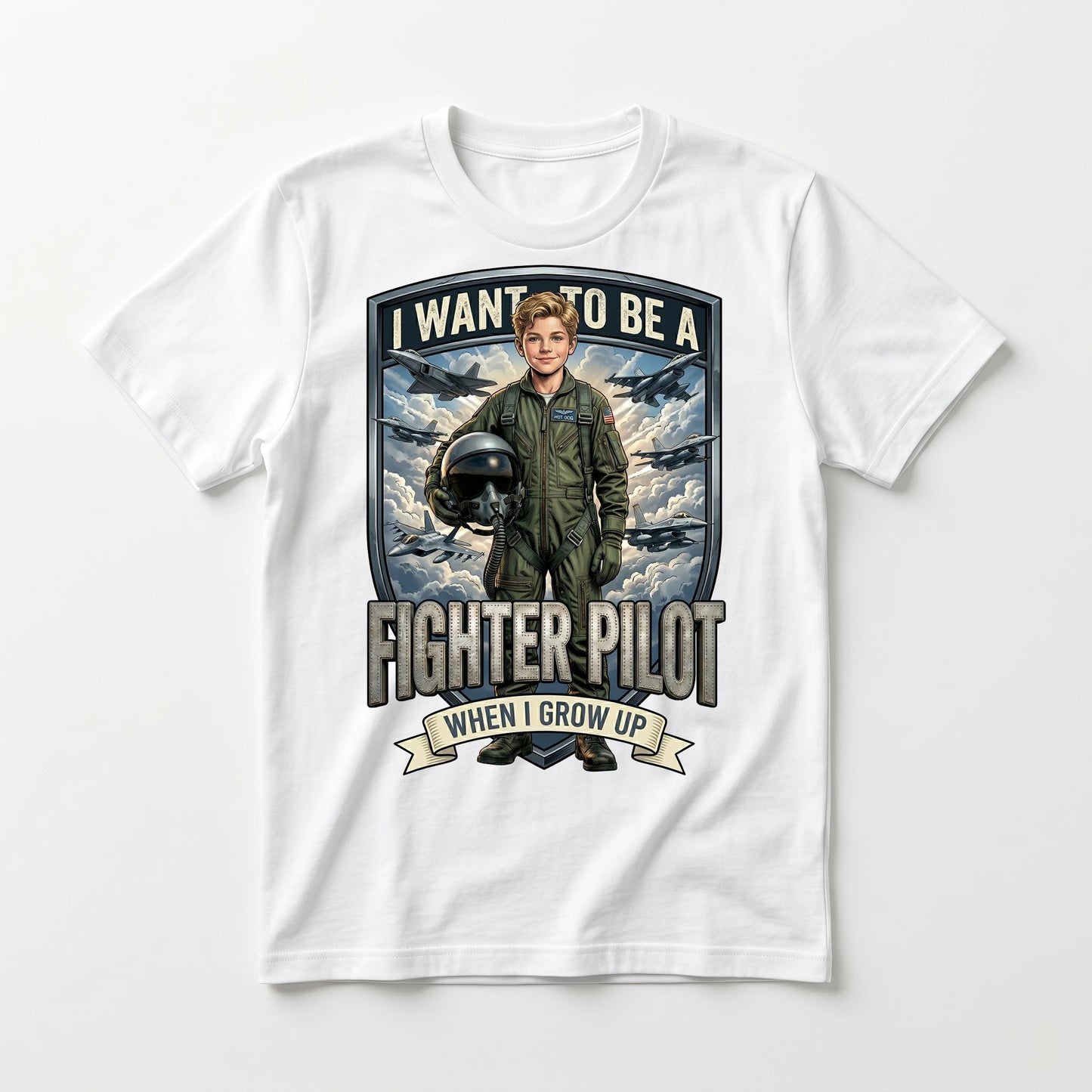 Youth Future Fighter Pilot Tee – White Boy