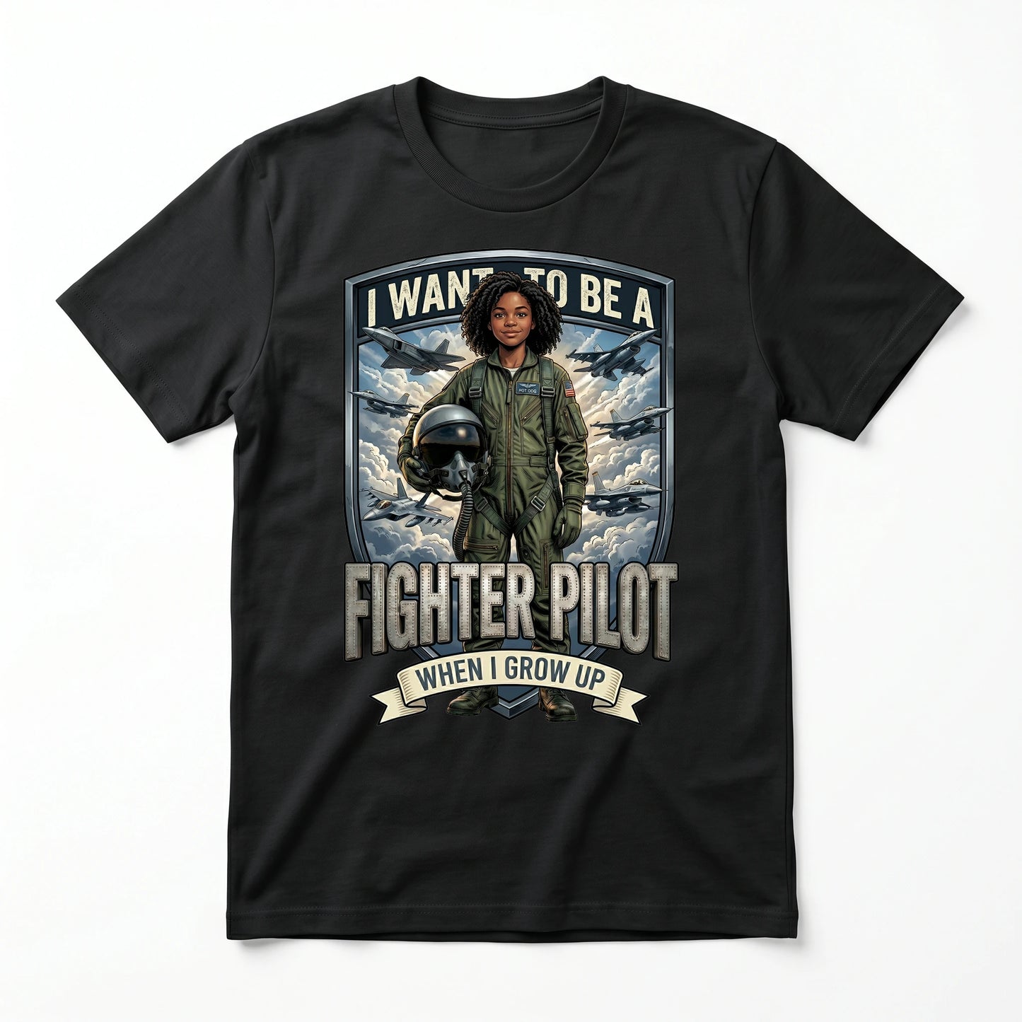 Future Fighter Pilot Tee – Black Girl