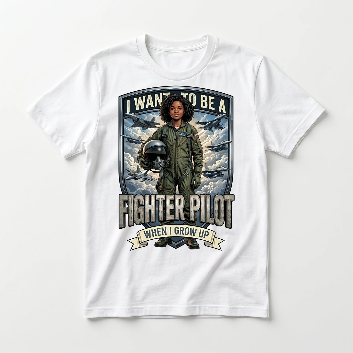 Future Fighter Pilot Tee – Black Girl