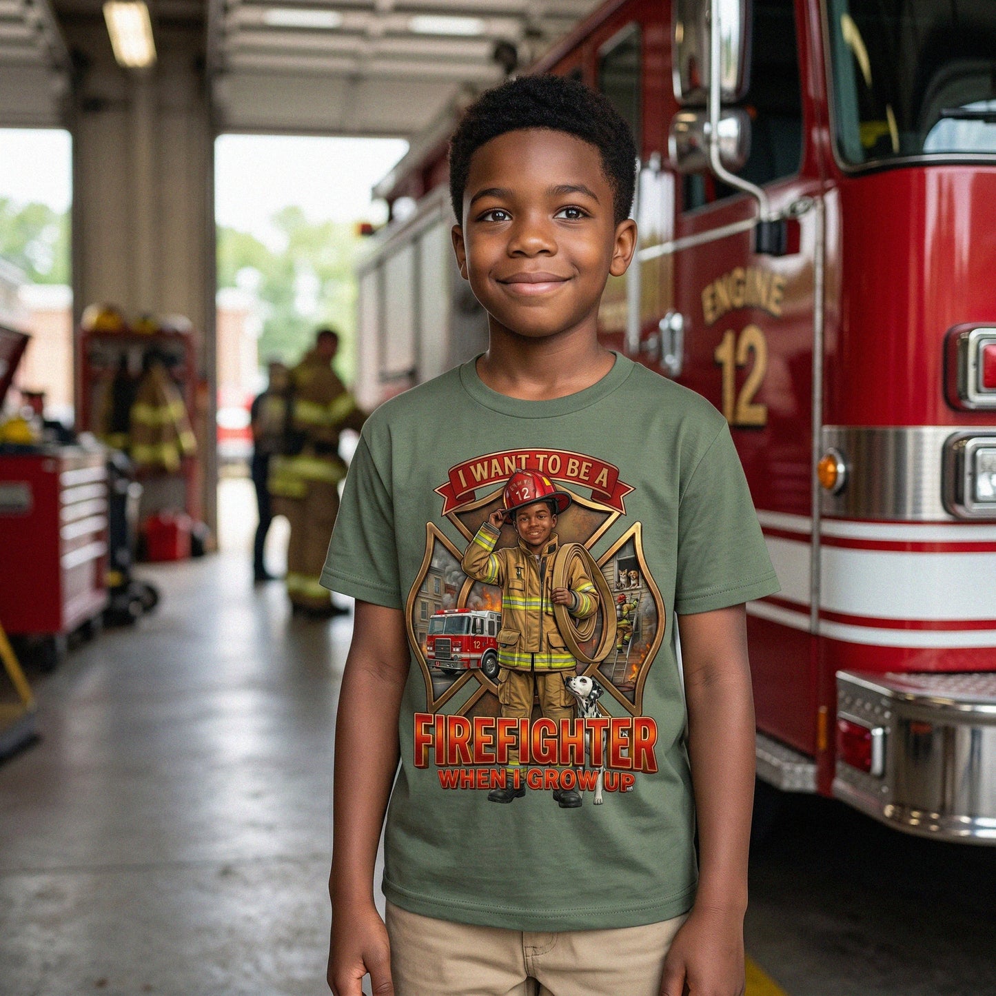 Youth Future Firefighter Tee – Black Boy
