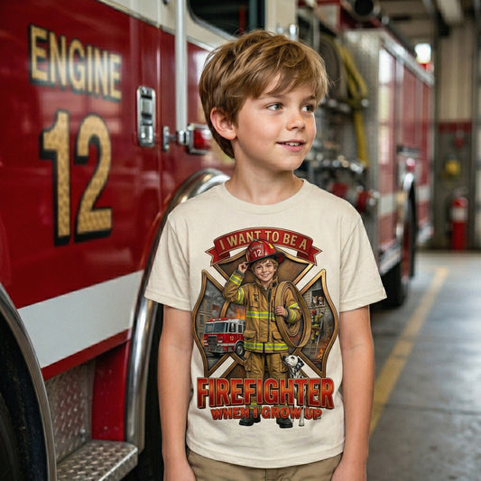 Youth Hopeful Firefighter Tee – White Boy