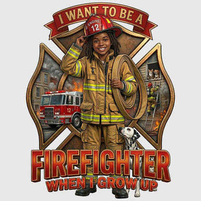Youth Future Firefighter Tee – Black Girl