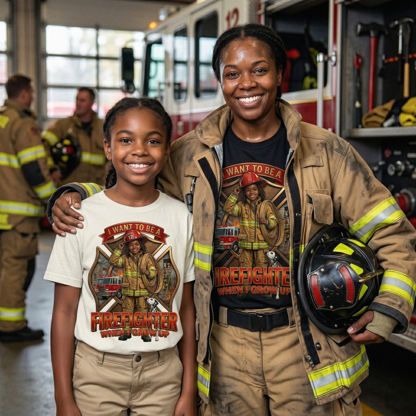 Youth Future Firefighter Tee – Black Girl