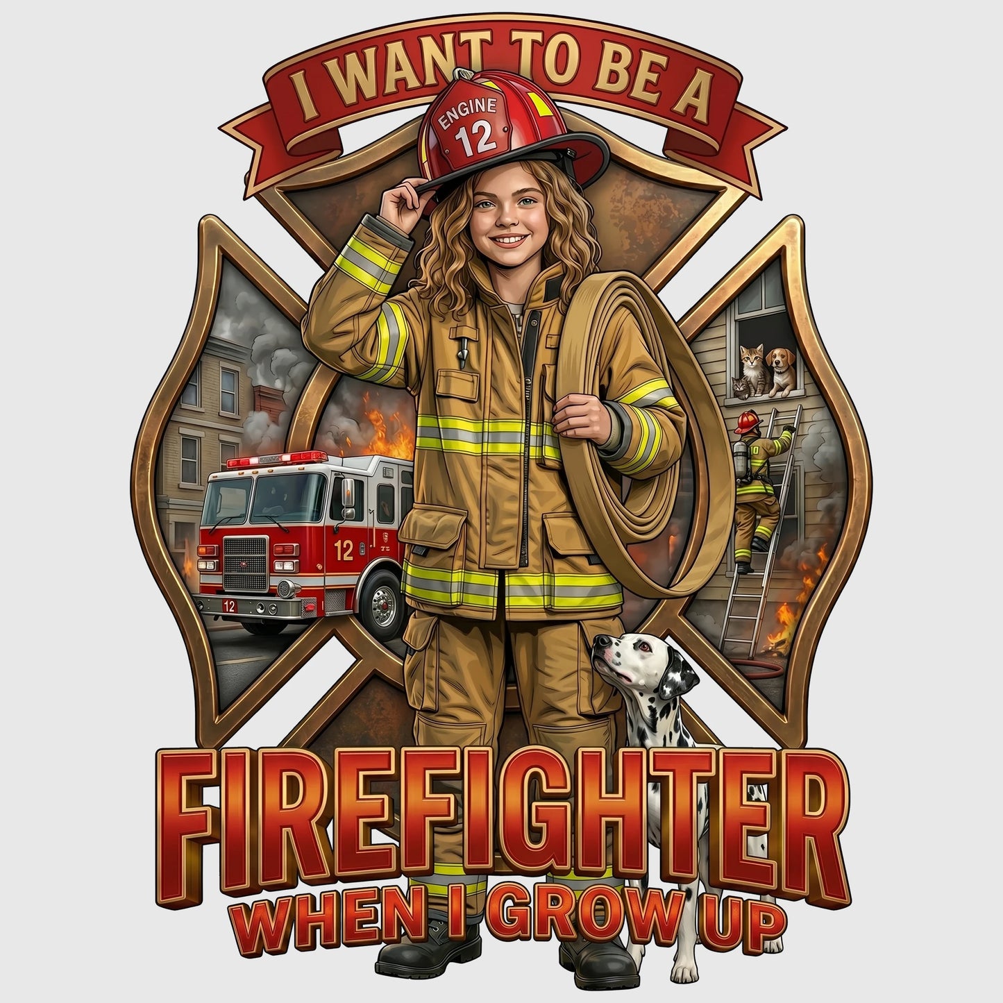 Youth Future Firefighter Tee – White Girl
