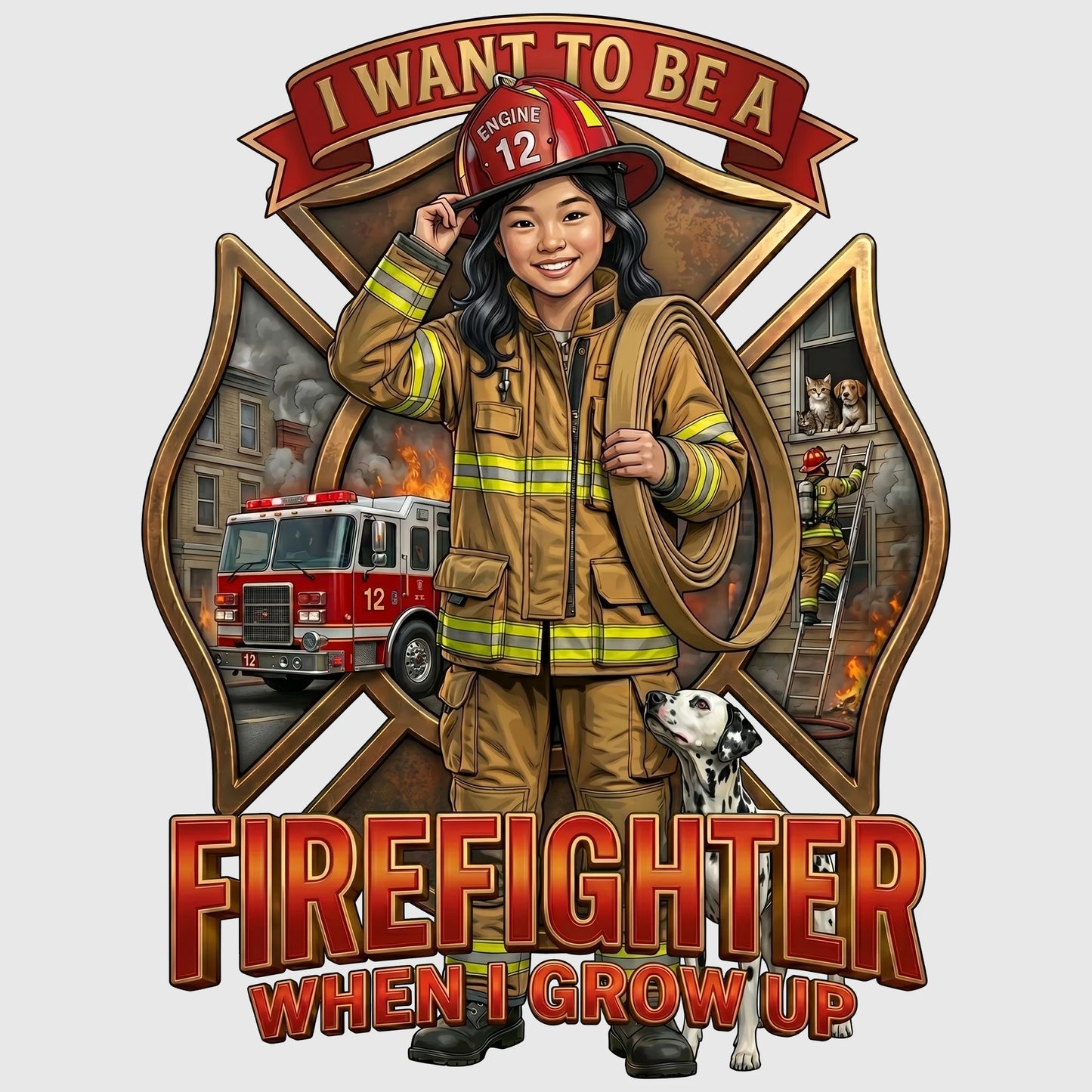 Youth Future Firefighter Tee – Asian Girl