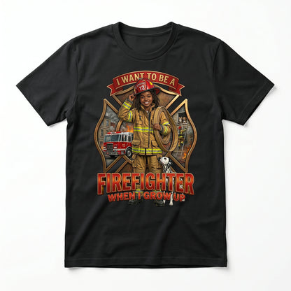 Youth Future Firefighter Tee – Black Girl
