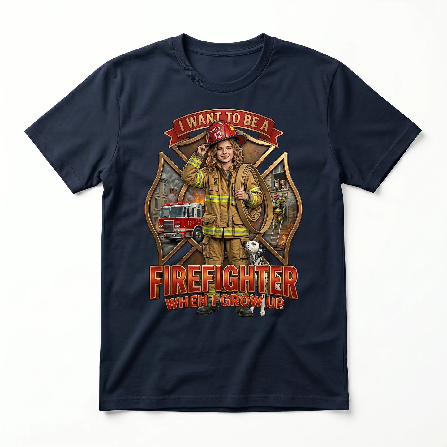 Youth Future Firefighter Tee – White Girl
