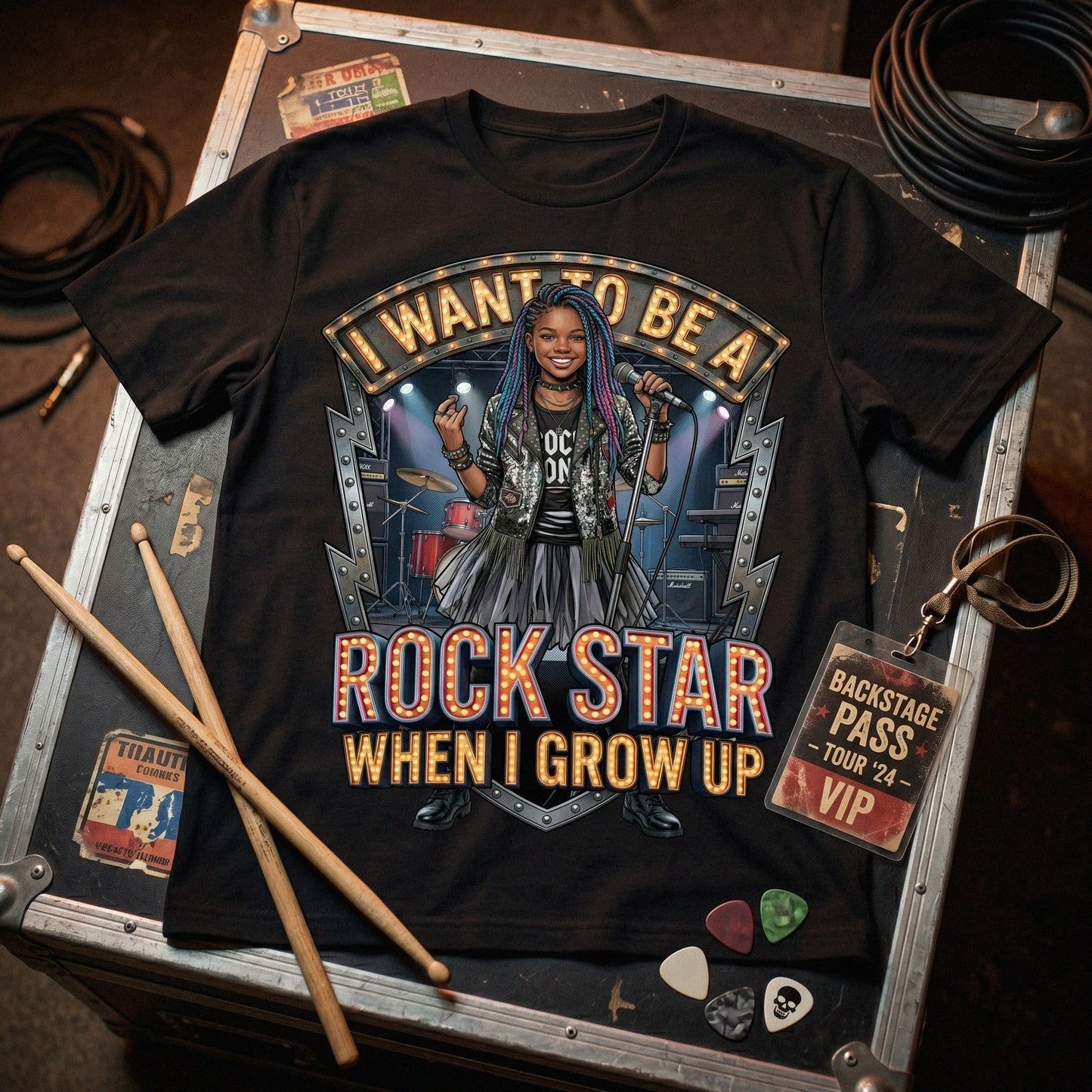 Youth Future Rock Star Tee – Black Girl