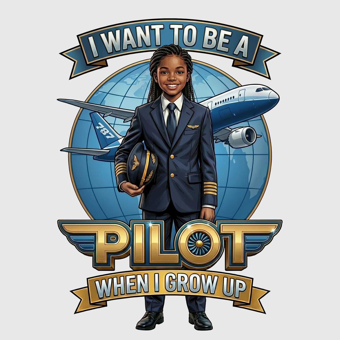 Youth Future Pilot Tee – Black Girl