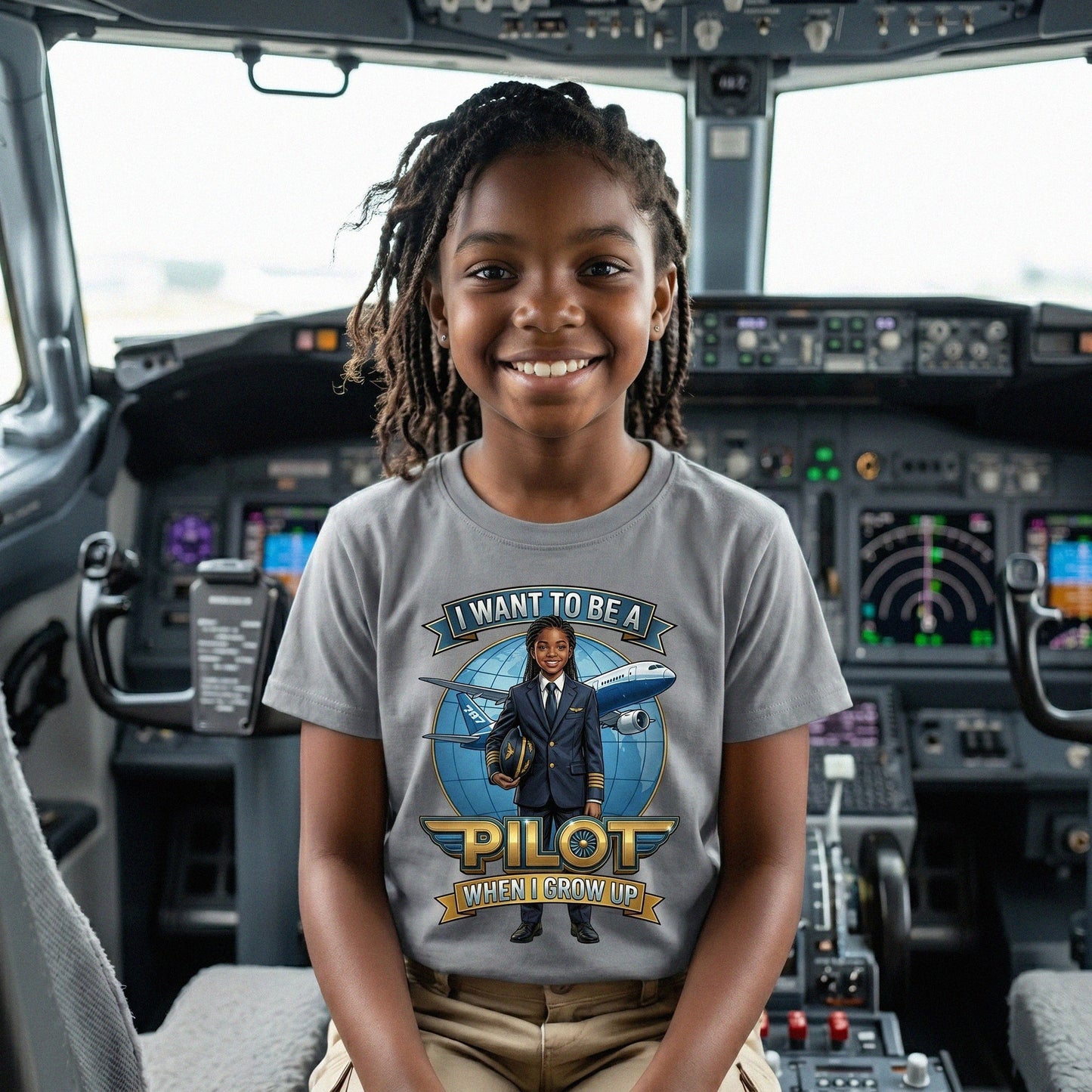 Youth Future Pilot Tee – Black Girl
