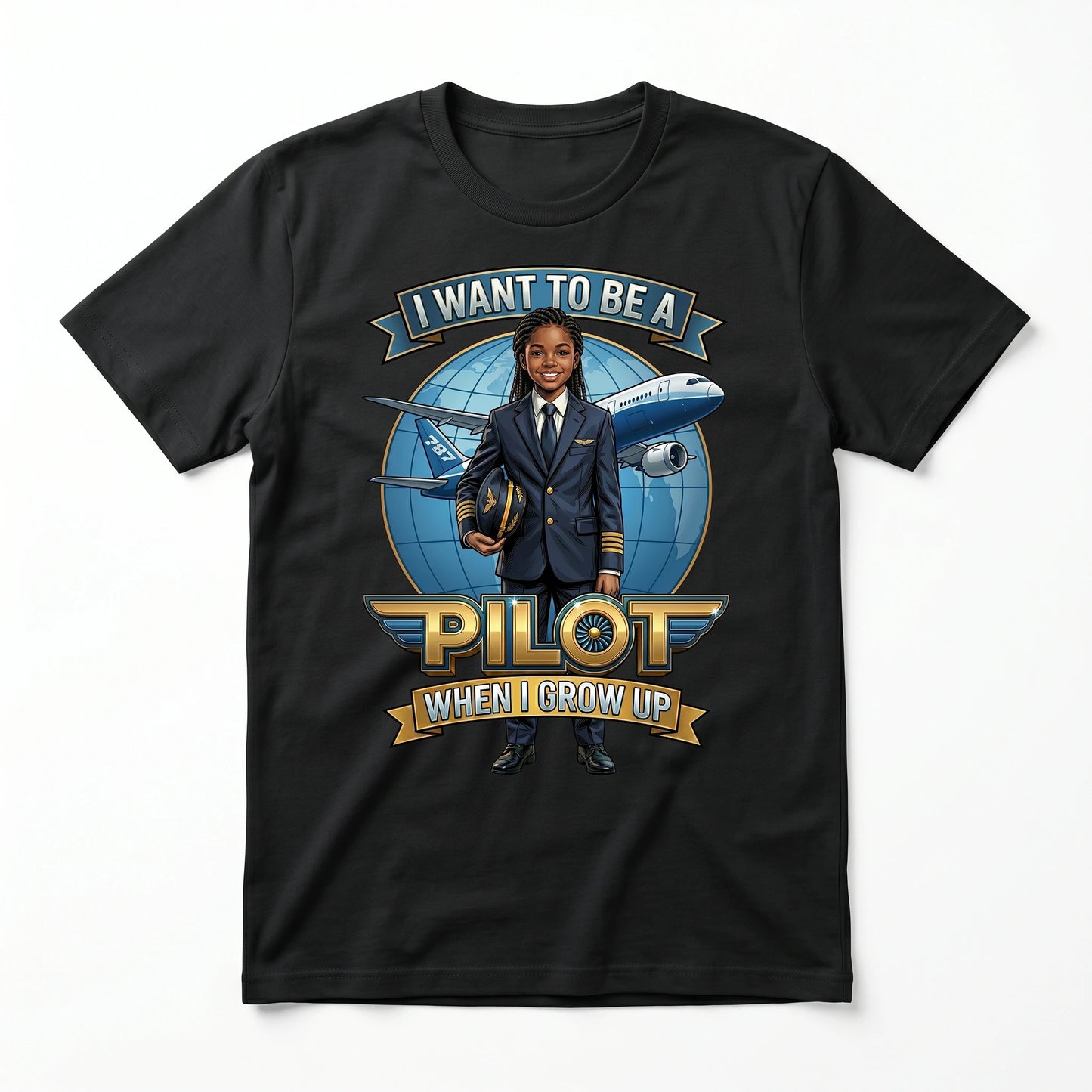 Youth Future Pilot Tee – Black Girl