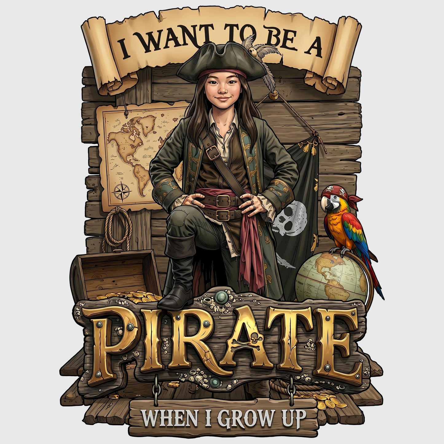 Fun Pirate Tee – Asian Girl