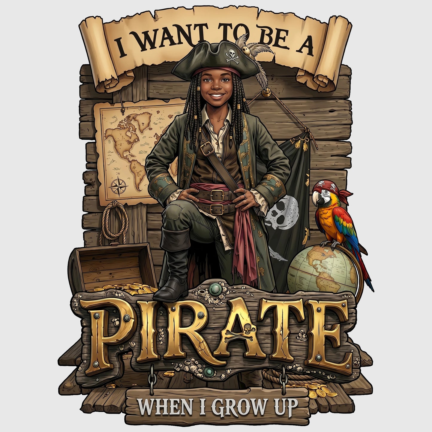 Youth Fun Pirate Tee – Black Girl