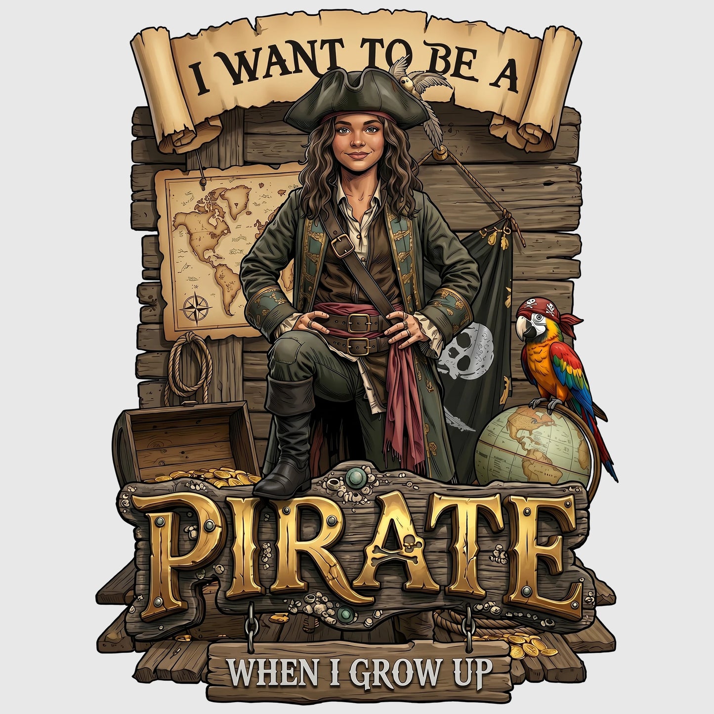 Fun Pirate Tee – Latino Girl