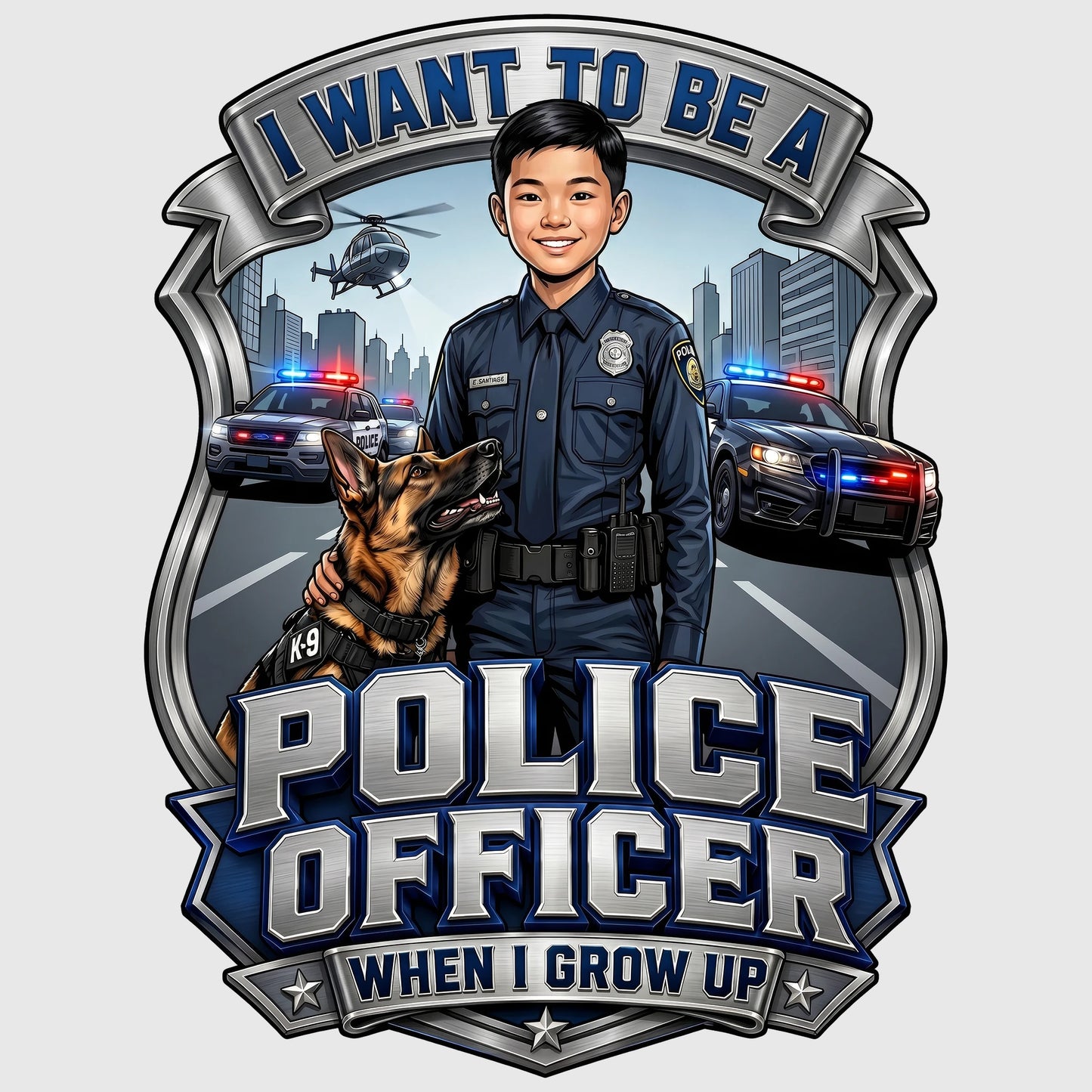 Future Police Officer Tee – Asian Boy