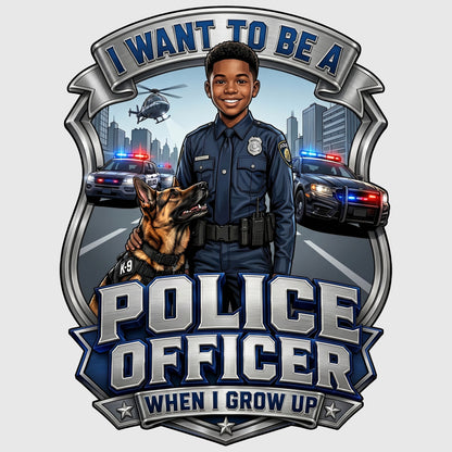 Youth Future Police Officer Tee – Black Boy