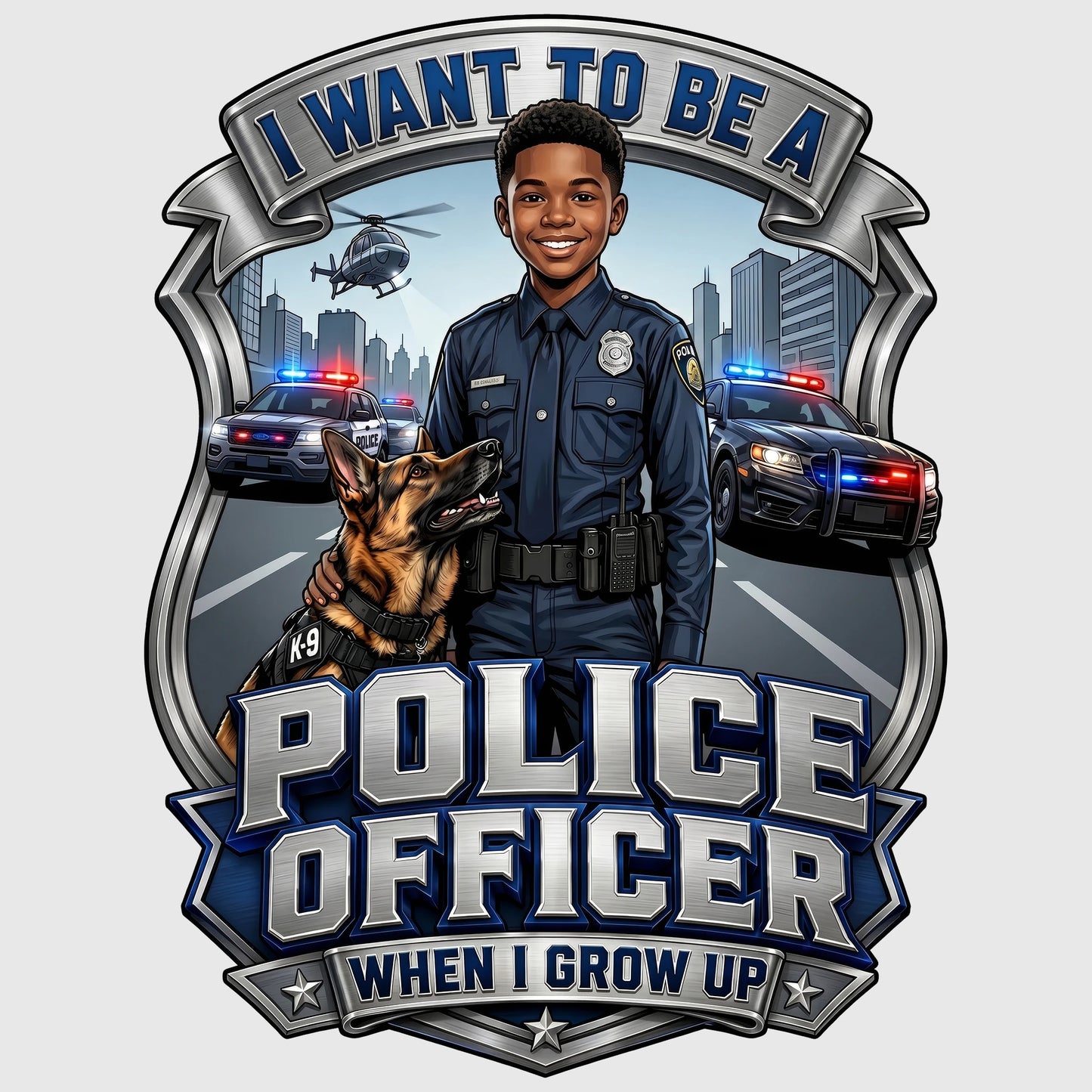 Future Police Officer Tee – Black Boy