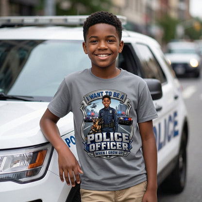Youth Future Police Officer Tee – Black Boy