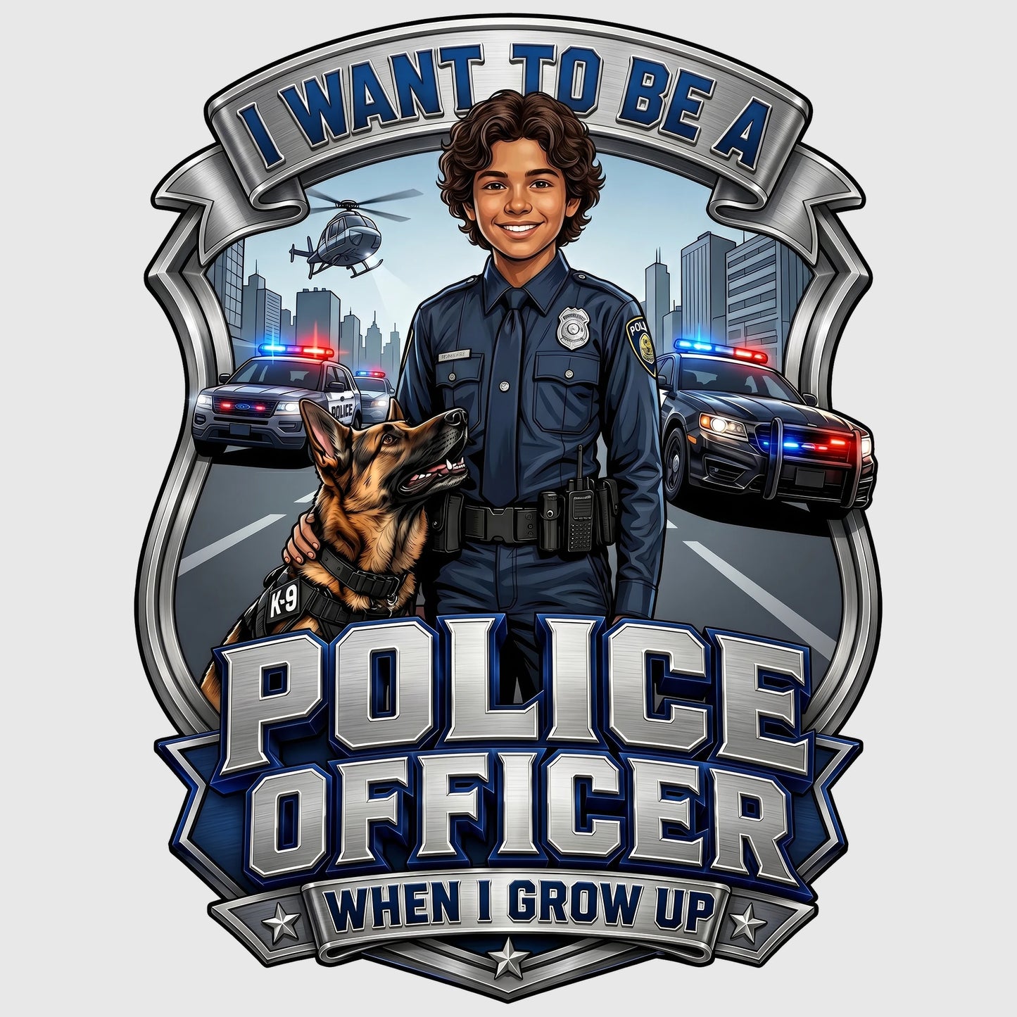 Youth Future Police Officer Tee – Latino Boy