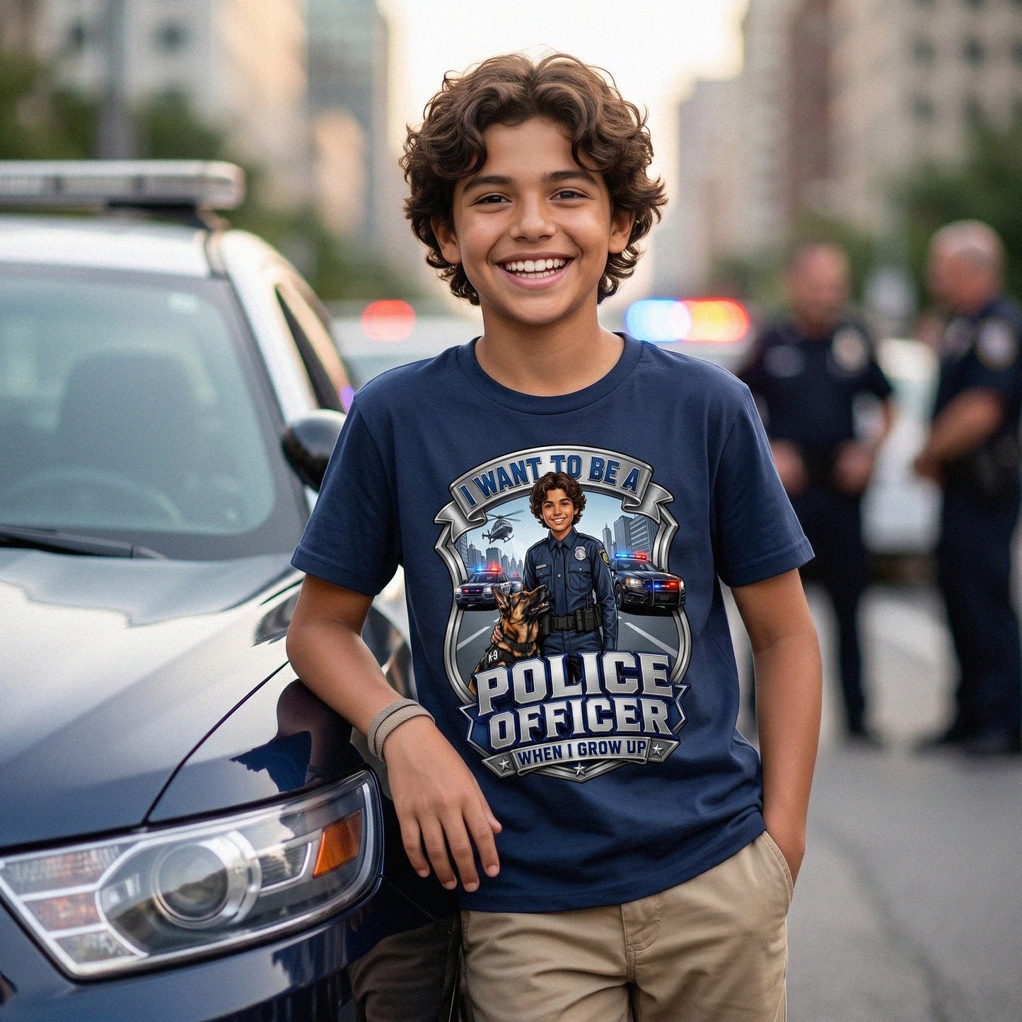 Youth Future Police Officer Tee – Latino Boy