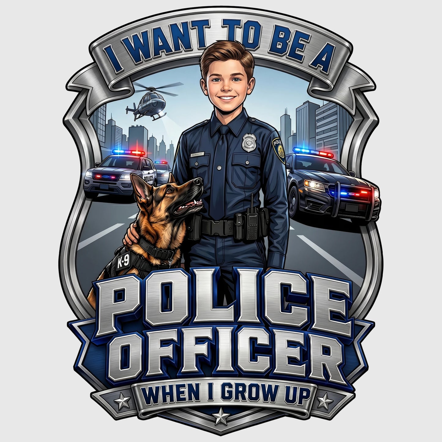 Youth Future Police Officer Tee – White Boy