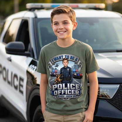 Youth Future Police Officer Tee – White Boy